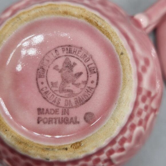 Bordallo Pinheiro Leaf and Vine Teacup and Saucer Blush Pink Made in Portugal - Picture 7 of 9